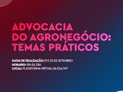 Foto da Notícia: Advocacia do Agronegócio será tema de palestras
